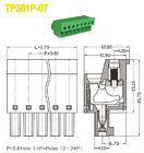 Πράσινο χρώμα 3,81mm Pitch Plug In Terminal Block Θηλυκά εξαρτήματα 300V 10A