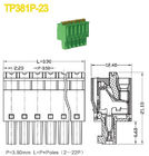 Πράσινο χωρίζοντας κατά διαστήματα θηλυκό 2-22 θέσεις 300V/8A UL94-V0 τελικών φραγμών 3.5mm Pluggable