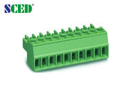 Οι πράσινοι πλαστικοί θηλυκοί Pluggable συνδετήρες τελικών φραγμών ρίχνουν 3.81mm, 300V 8A