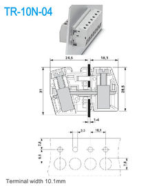 πλάτος 10.1mm μέσω του ορείχαλκου UL94 V0 65A τελικών φραγμών επιτροπής
