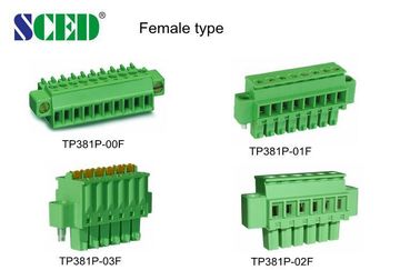 Θηλυκό 3.5mm Pluggable συνδετήρας 300V 8A 2-22 Πολωνοί PA66 τελικών φραγμών πισσών