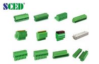 Πράσινο χρώμα 3,81mm Pitch Plug In Terminal Block Θηλυκά εξαρτήματα 300V 10A