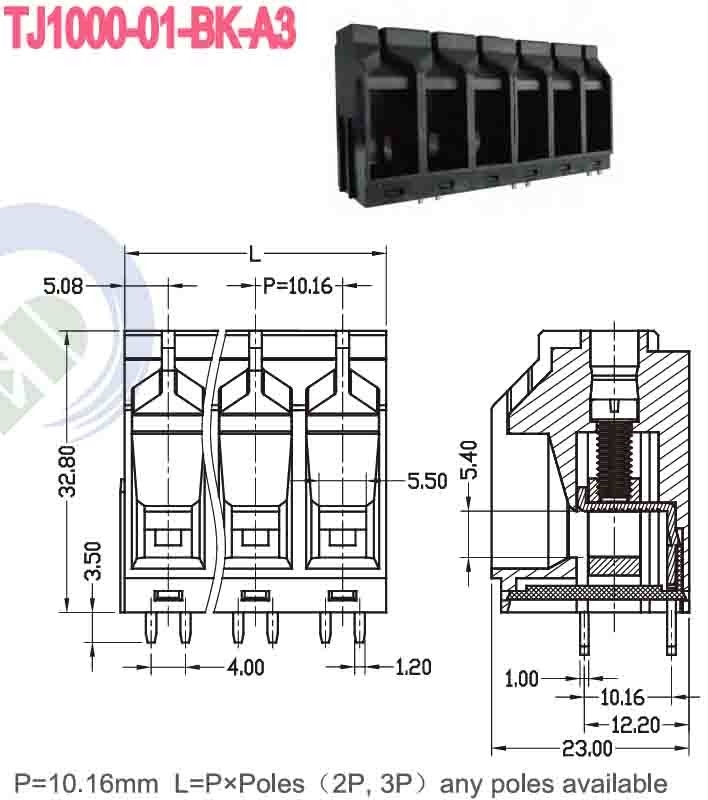 600V PA66 10.16mm 57A Κύκλος τερματικού ελαστικού με κλουβί λαβήματος φ1.8 -40C- 105C