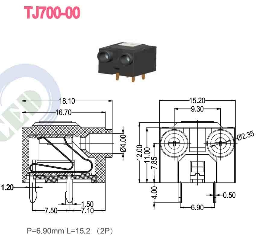 Μαύρο 300V 10A PBT τύπου βίδες τερματικό μπλοκ για ηλεκτρική σύνδεση -40C- 105C