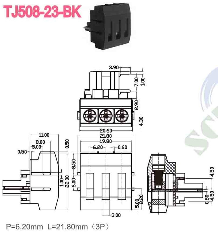 1/2/3/4/5/6 Rows 3.5mm Pitch Terminal Block 250V/300V/400V/500V Voltage Rating for Industrial Applications