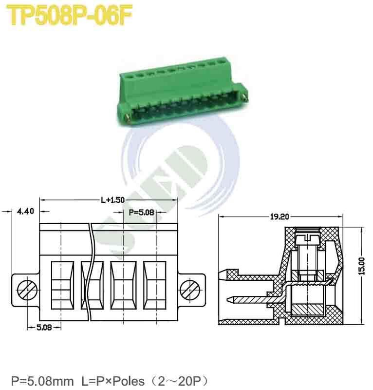 19.2x9.5mm Other See Drawing Plug In Terminal Block Din Rail Terminal Block Electrical Connector Ideal for Electrical Panels