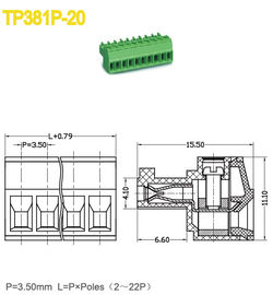 2-22 θηλυκός Pluggable συνδετήρας 3.5mm πίσσα 300V 8A PA66 τελικών φραγμών Πολωνών
